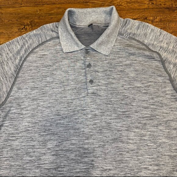 Lululemon Heather Gray Performance Casual Golf Short‎ Sleeve Polo Shirt Men's XL - Picture 1 of 7
